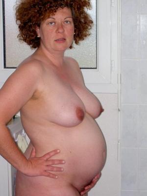 Pregnant French mature wife with curly hair