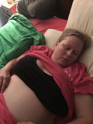 pregnant girl sleeping lactating