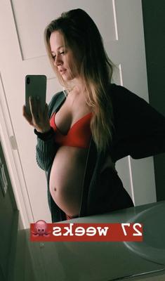 [Pregnant] slut showing off her belly filled