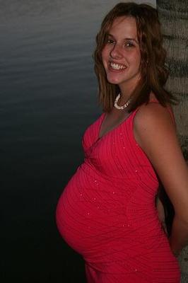 Pregnant Redhead Pink Dress