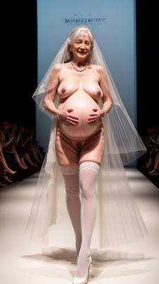 AI - Granny's pregnancy wedding dress Show