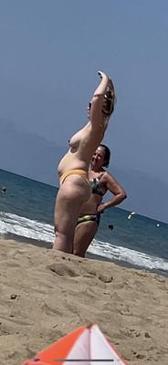 Voyeur pregnant beach exposed big tits