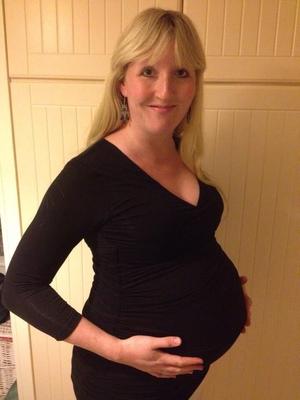 Blonde pregnant exhibitionist wife